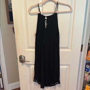 Michael Stars Black fringe bottom Dress Medium ties in front